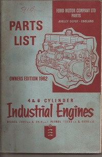 Ford Industrial Engines Parts List 1962