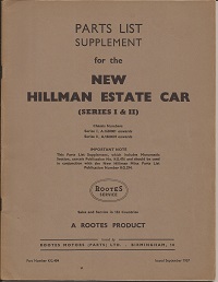 Hillman Estate Series 1 & 2 Parts List