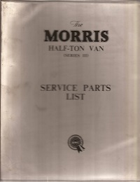Morris Half Ton Van Parts List 1957