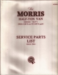 Morris Half Ton Van Parts List AKD691
