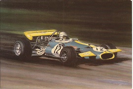 Alan Preece postcard depicting Jack Brabham at the South African G.P in 1970