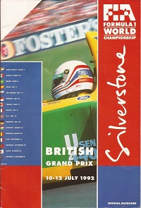 F1 British Grand Prix Programme 1992