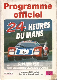 Le Mans 24Hrs Programme 1981